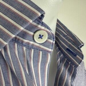Zachary Prell Red, White, and Blue Striped Shirt Size Medium